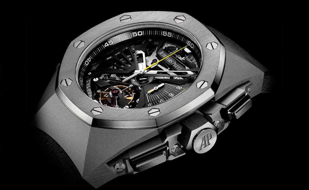 Audemars Piguet Royal Oak Concept Supersonnerie. El sonido sublime se produce gracias a un componente que funciona como una caja de resonancia de una guitarra. También tiene cronógrafo y tourbillon. La caja de 44 mm es de titanio. 