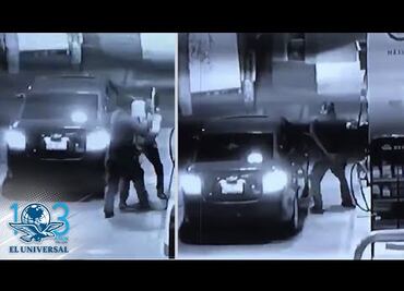 Despachador de gasolina se enfrenta con manguera a presunto delincuente