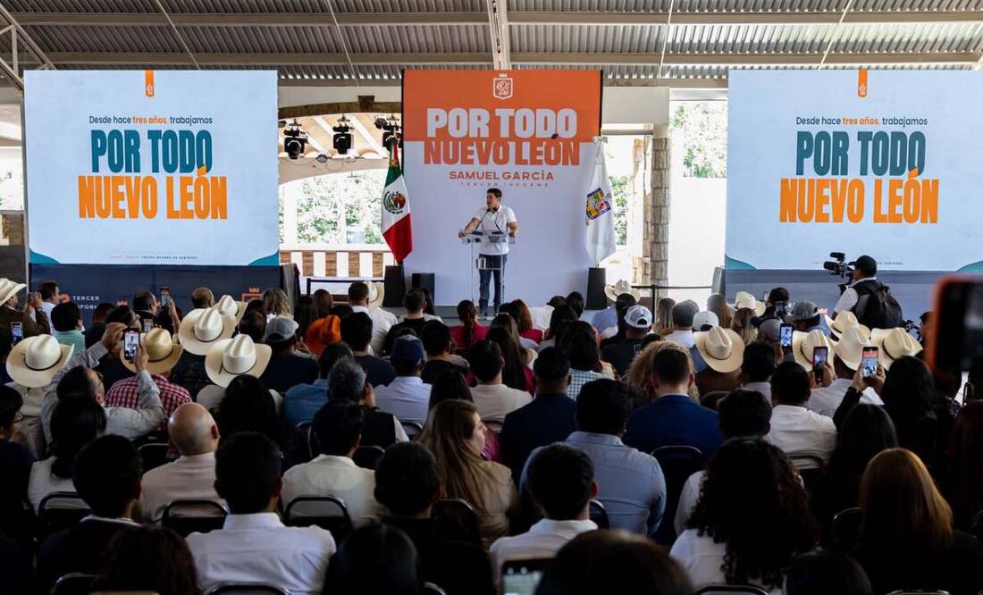 Samuel García, gobernador de Nuevo León presenta su primer Informe Regional Sur. Foto: Especiales