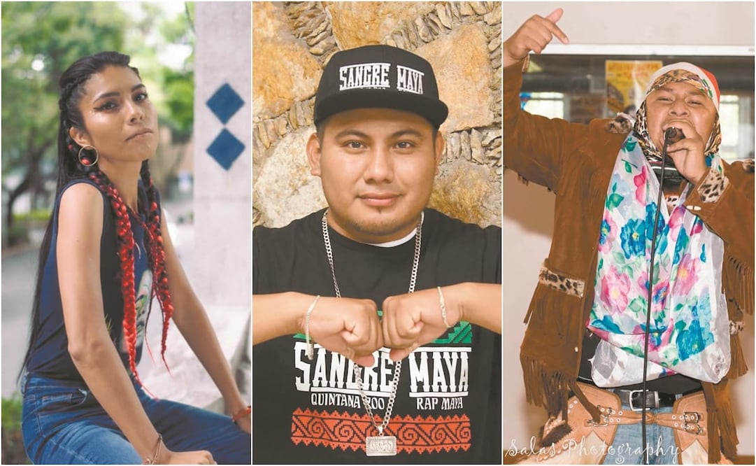 Zara Monroy. Sonora. Lengua: cmiique iitom. Género musical: hip- hop. (izquierda). Pat Boy. Quintana Roo. Lengua: ayuujk Género: musical Rap (centro). Una Isu. Oaxaca. Lengua: ayuujk Género musical: rap. (derecha). Fotos: Tomadas de Facebook