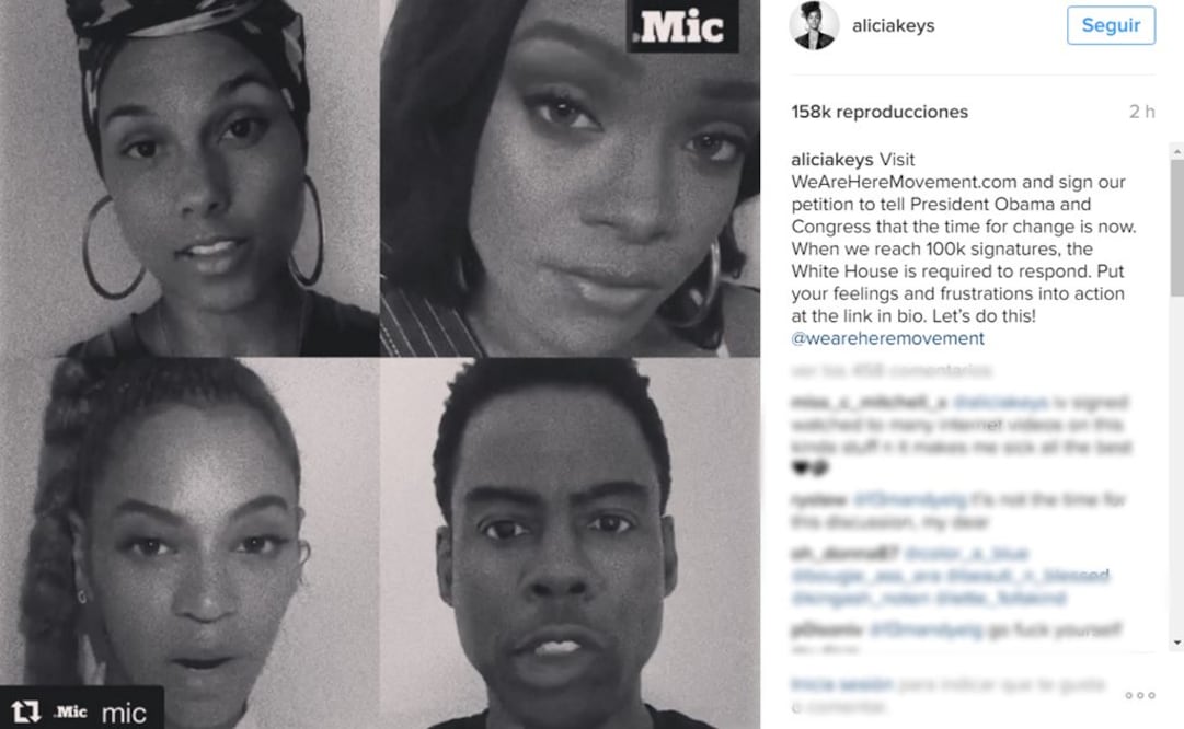 Famosos, contra la violencia racial en EU