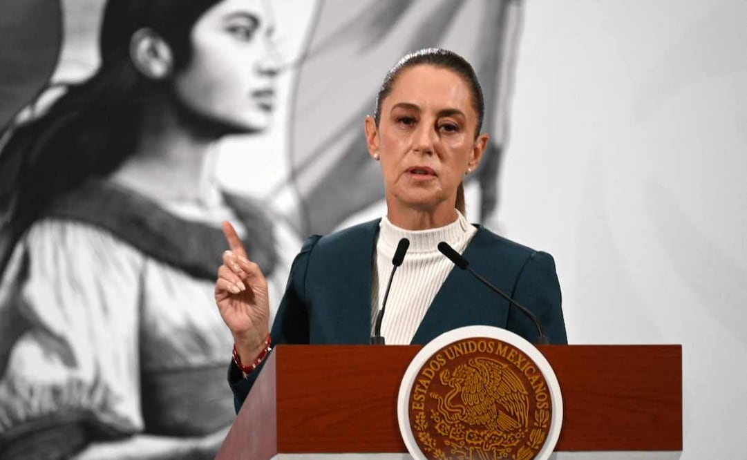 La presidenta Claudia Sheinbaum durante su conferencia mañanera del 13 de octubre del 2025. Foto: AFP