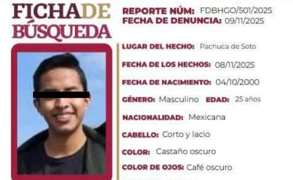 Presunta identidad del cuerpo localizado  (17/11/2025). Foto: Especial