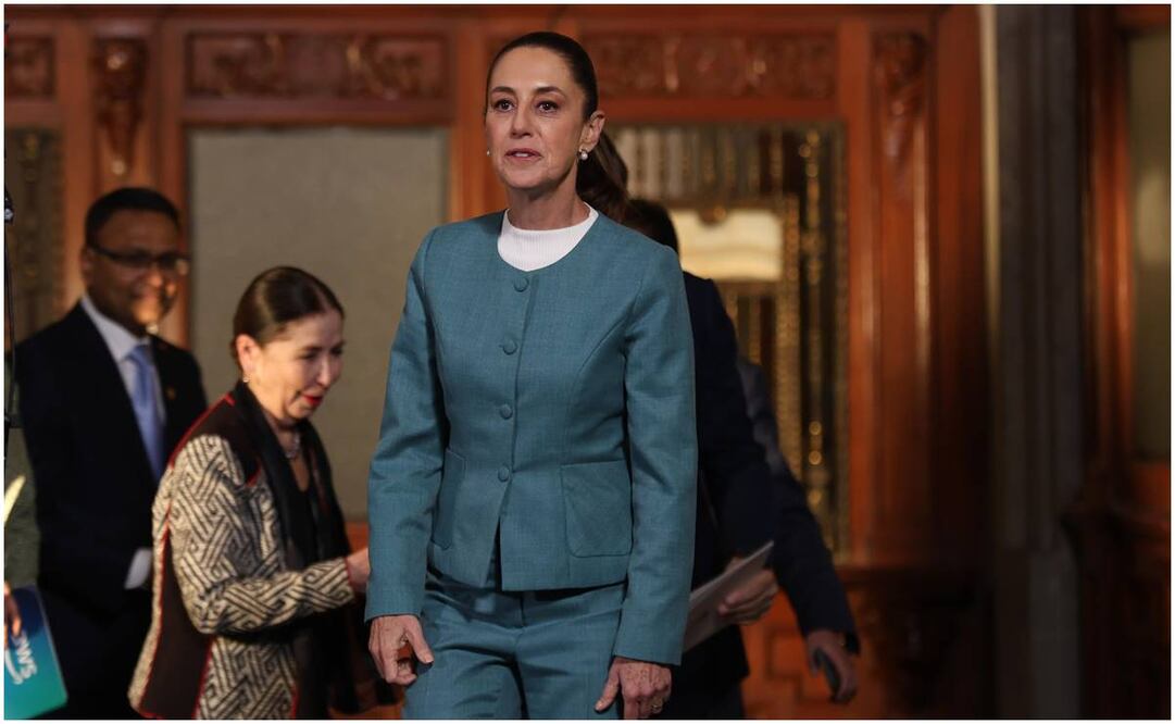 Claudia Sheinbaum, presidenta de México, durante su conferencia del 14 de enero del 2025. Foto: Diego Simón / EL UNIVERSAL