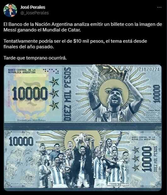 En Argentina quieren tener un billete dedicado a Lionel Messi y Qatar 2022; esto valdría en México
