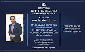 “Off The Record” tercera edición: desayuna junto a Carlos Loret de Mola