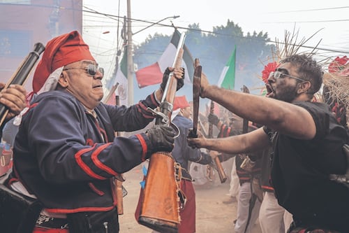 La representación de la Batalla de Puebla se realiza cada año en el Peñón de los Baños con la participación de vecinos. Foto: Gabriel Pano/ EL UNIVERSAL