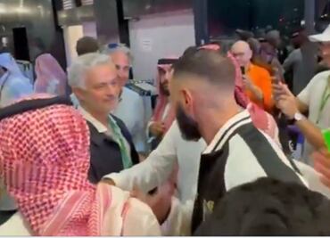 VIDEO: Mourinho y Karim Benzema se reencuentran en el GP de Arabia Saudita