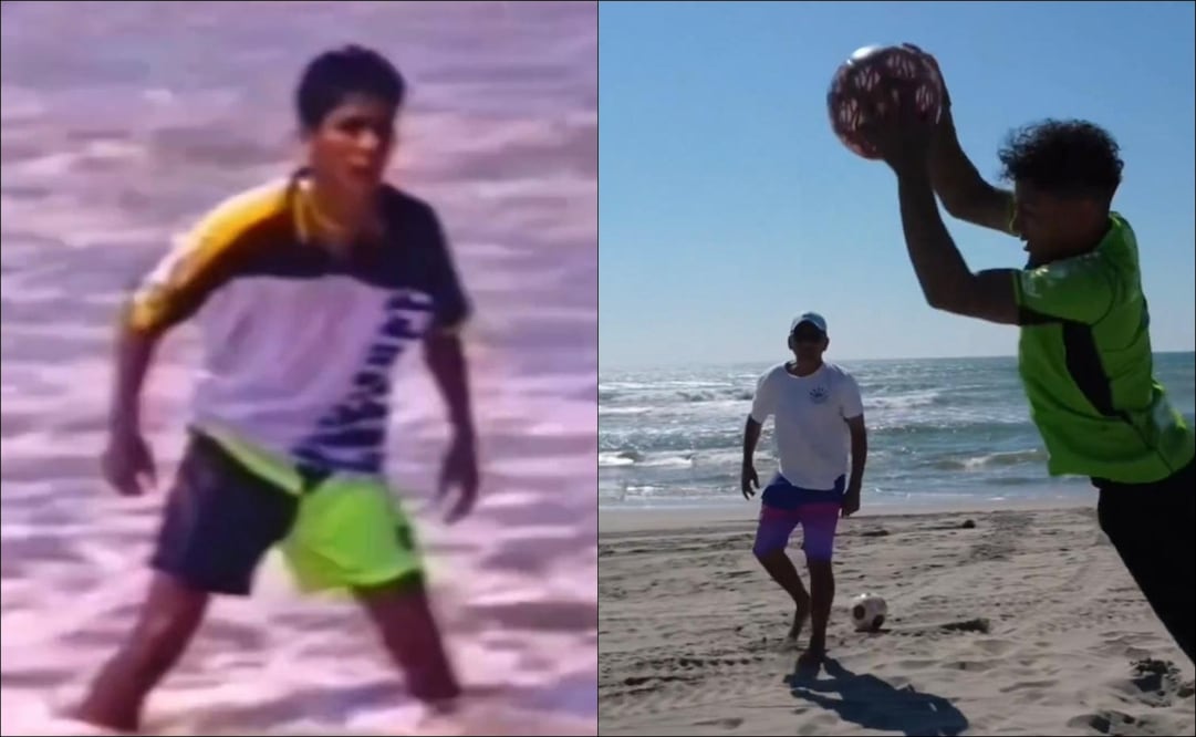 Jorge Campos entrenó a su hijo en las playas de Acapulco y desató las comparativas / FOTOS: Capturas de Pantalla