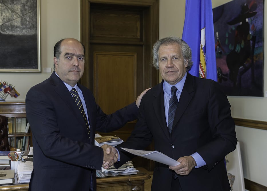El secretario general de la OEA, Luis Almagro (d), durante una reunión con el presidente de la Asamblea Nacional de Venezuela, el opositor Julio Borges (Foto: EFE)