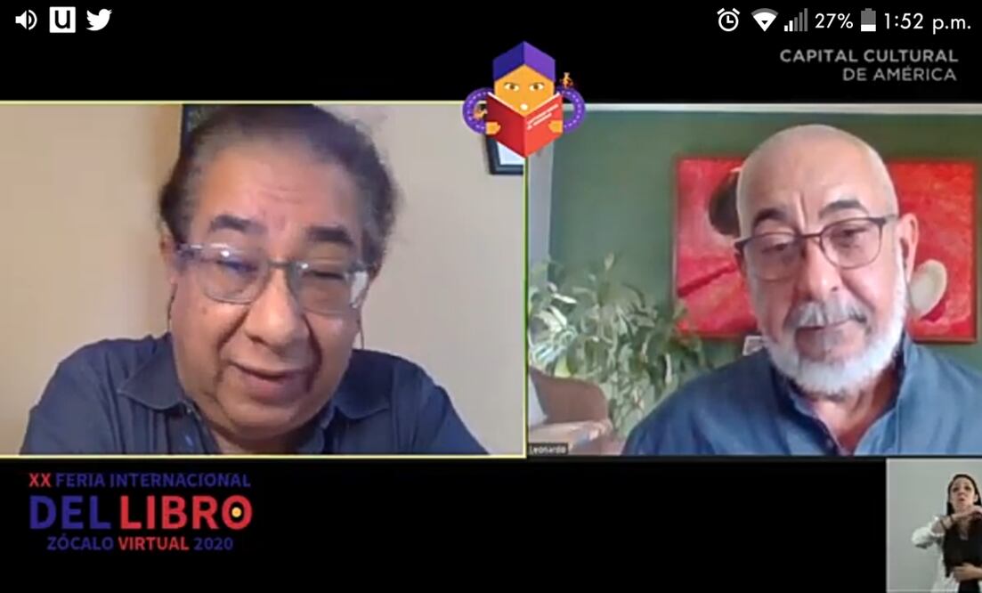 Gerardo Arreola y Leonardo Padura (Der). Foto: Captura