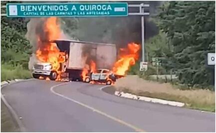 Grupo criminal ataca a elementos de la FGR y de la GN en Michoacán; reportan quema de vehículos