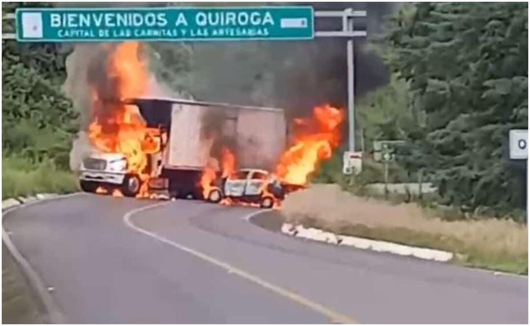 Se registra ataque de grupo criminal contra personal de la FGR y de la GN este 24 de septiembre de 2024. Foto: Especial