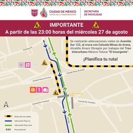 ¿Tomas el Tren Interurbano? Anuncian adecuaciones viales en zona de Observatorio por trabajos de conexión de "El Insurgente"