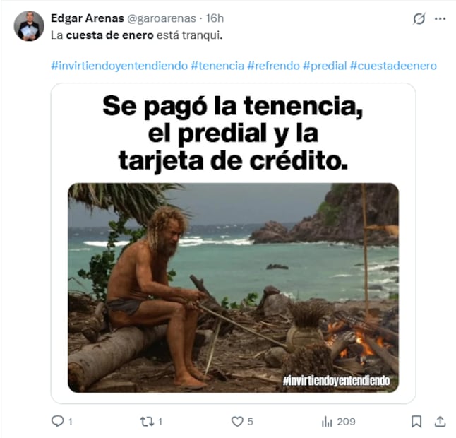 Usuarios en redes comparten memes para bajar la tensión ocasionada por la cuesta de enero 2026. Foto: Captura de pantalla