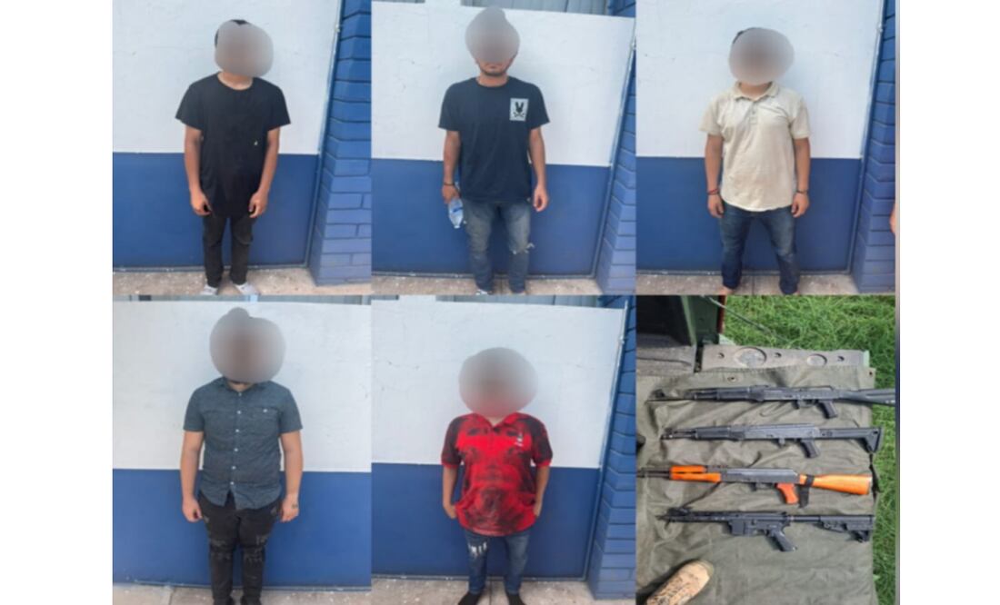 Detienen a seis personas del sexo masculino con armas blancas y de fuego, en Culiacán, Sinaloa. Foto: Especial