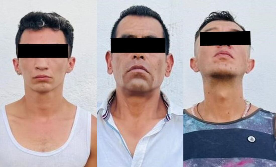 Policía Local detuvo a tres personas, presuntos integrantes de la Unión Tepito por posesión de dosis de aparente marihuana. Foto: Especial