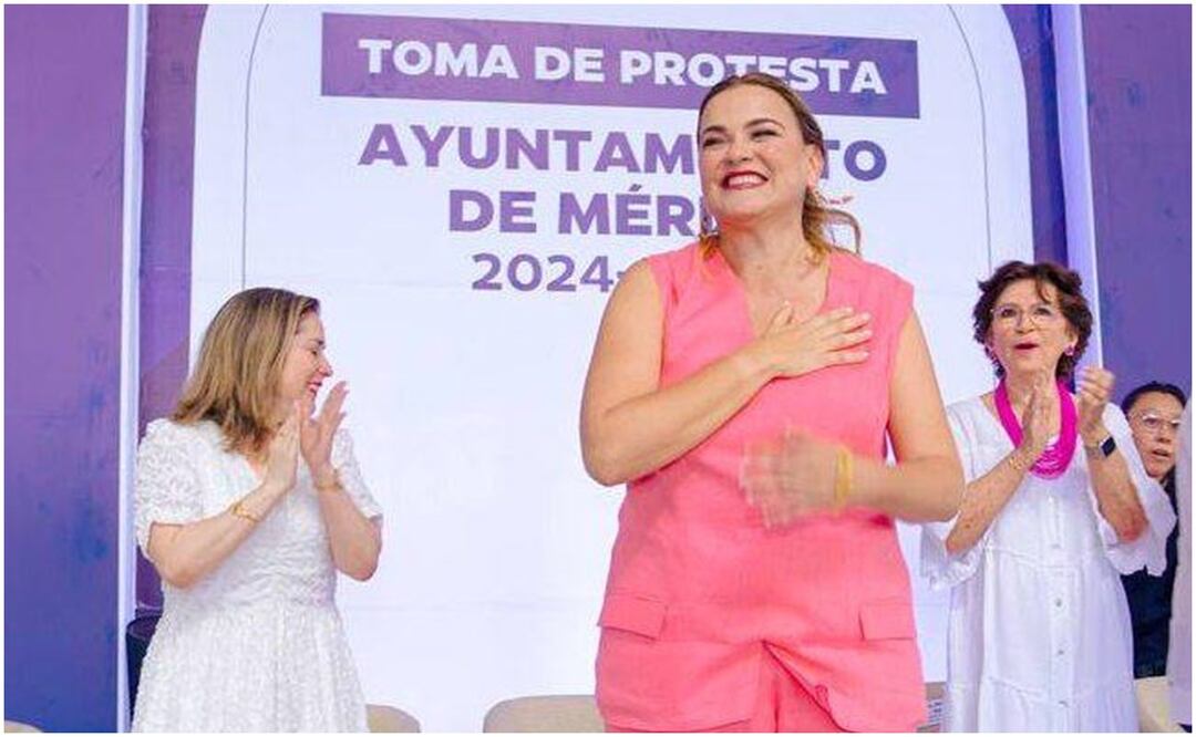La nueva alcaldesa de Mérida, Cecilia Patrón Laviada al rendir protesta este sábado. Foto: Especial