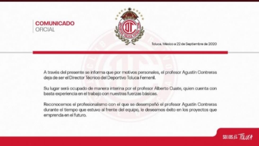 Toluca se queda sin Director Técnico