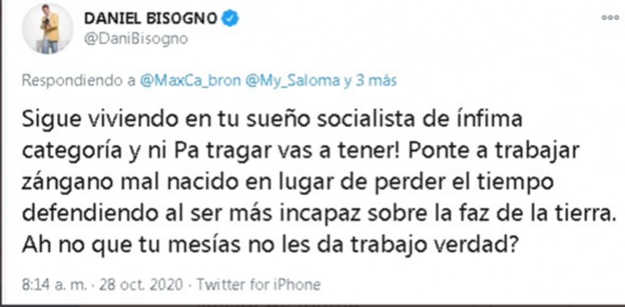 Daniel Bisogno insulta a seguidor de AMLO, se disculpa y se va de redes sociales