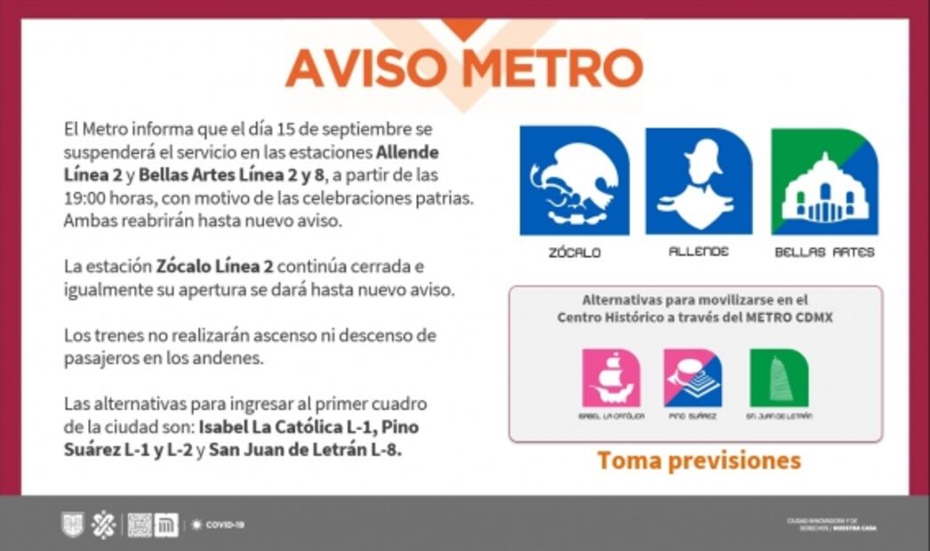 ¡No lo olvides! Horario del Metro CDMX por celebraciones del 15 y 16 de septiembre