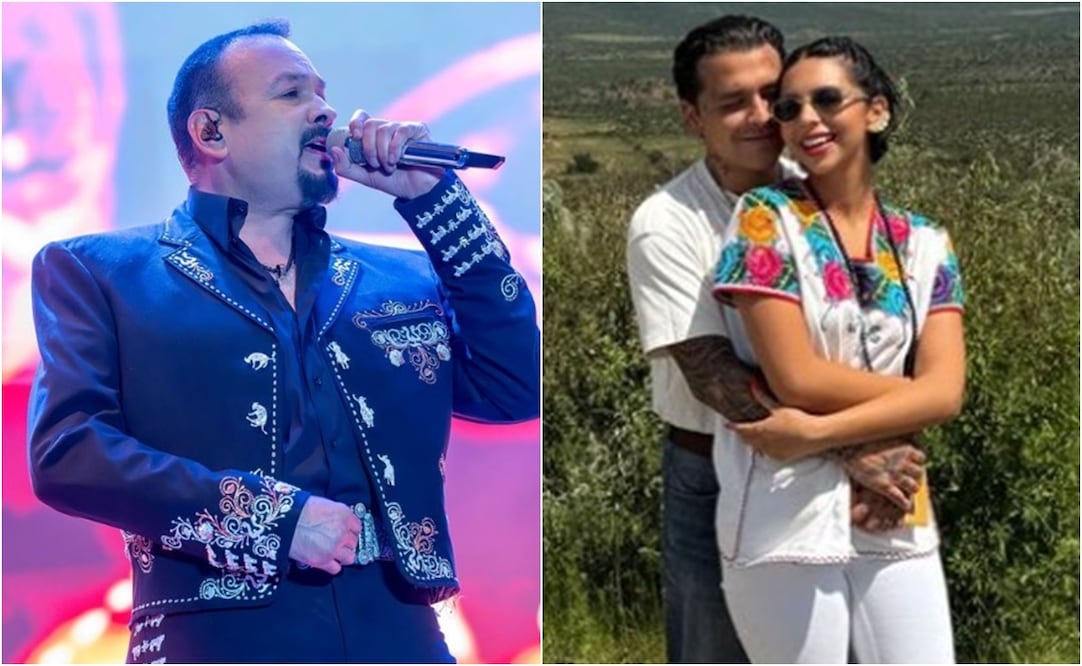 Pepe Aguilar y su hija Ángela Aguilar con su esposo Christian Nodal. Foto: Instagram oficial.