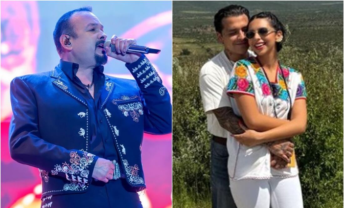 Pepe Aguilar y su hija Ángela Aguilar con su esposo Christian Nodal. Foto: Instagram oficial.