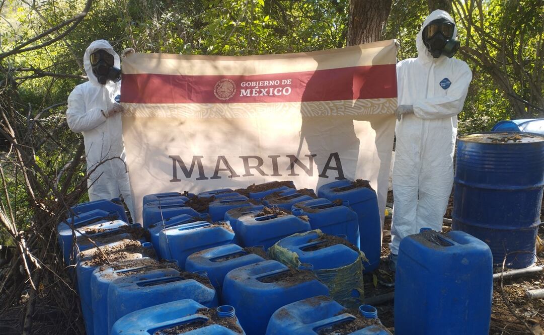 Semar asegura precursores químicos en Sinaloa. Foto: Especial