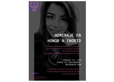 Este sábado, feministas protestarán afuera del edificio donde Ingrid fue asesinada