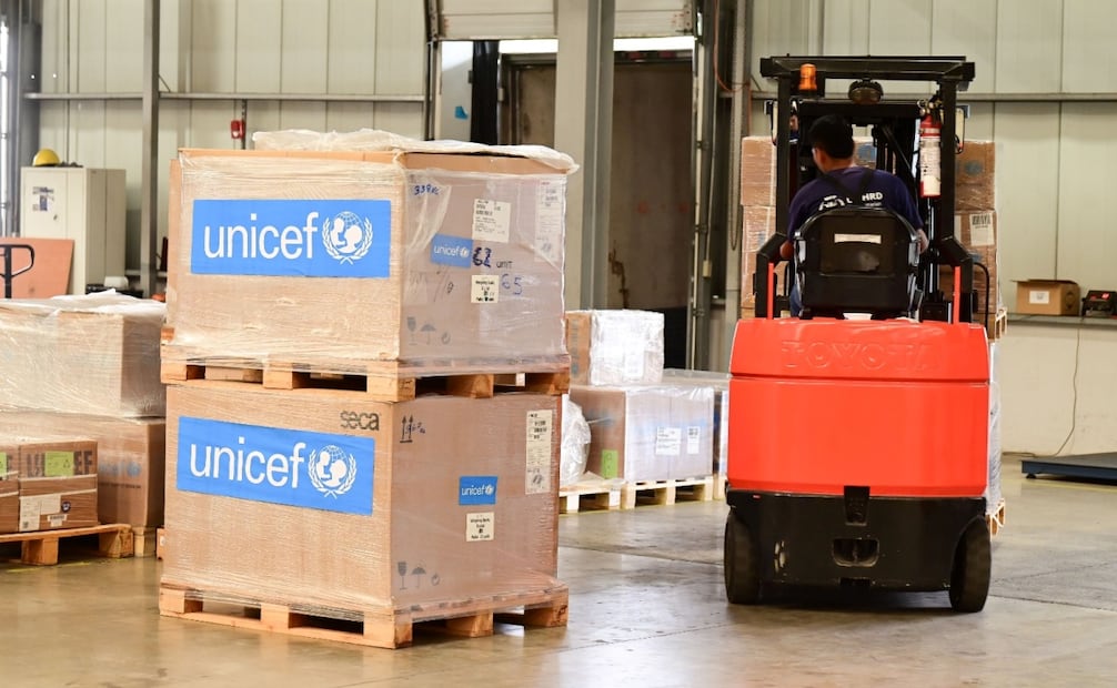 Suministros de emergencia enviados desde el almacén regional de UNICEF en Panamá para atender a la población afectada en Venezuela. (27/06/2026). Foto: @UNICEF