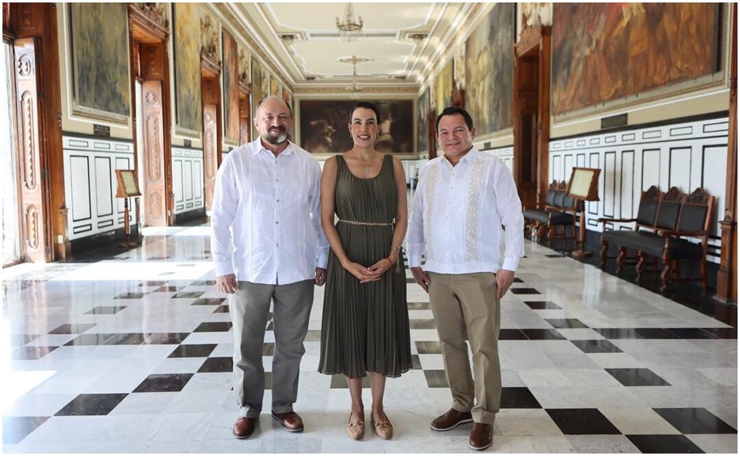 La Secretaria de Turismo Josefina Rodríguez en el palacio de gobierno en Yucatán (28/11/2024). Foto: Especial
