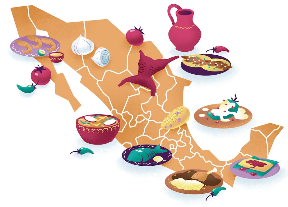 Mapa de la Gastronomía Mexicana. Ilustración: Iván Vargas/EL UNIVERSAL