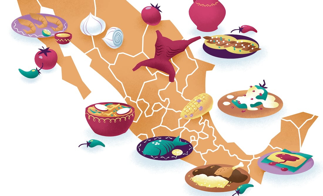 Mapa de la Gastronomía Mexicana. Ilustración: Iván Vargas/EL UNIVERSAL