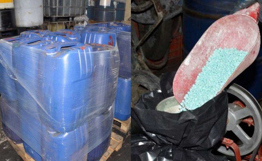 FGR destruye en el Estado de México más de 440 mil pastillas de fentanilo. Fotos: Especiales