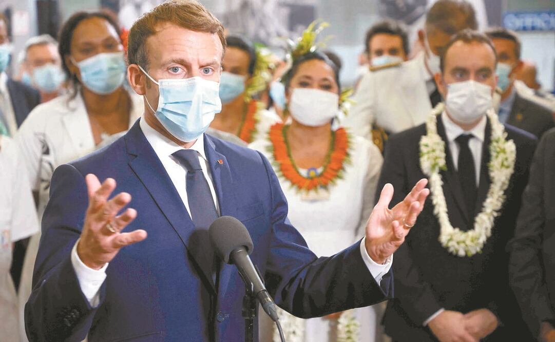 El presidente Emmanuel Macron en una visita a un hospital en la Polinesia Francesa. Foto: Ludovic Marin. AFP
