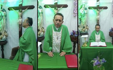 Con tanque de oxígeno, sacerdote con Covid-19 ofrece misas en Yucatán en Facebook