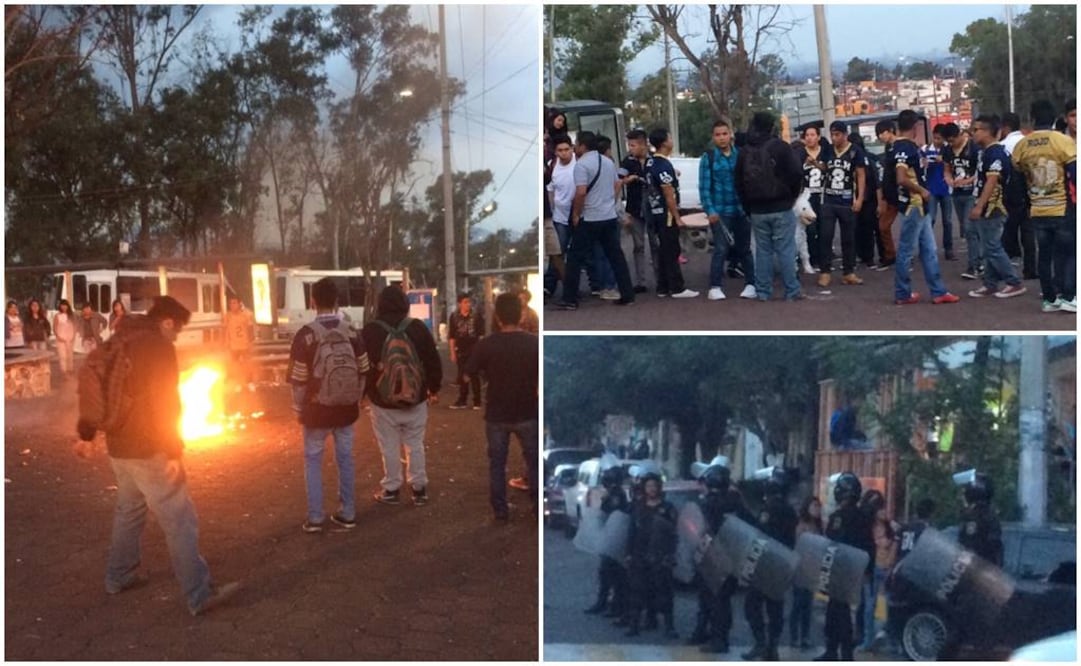 Integrantes de la FEN realizaron la "quema del burro" frente al CCH-Naucalpan