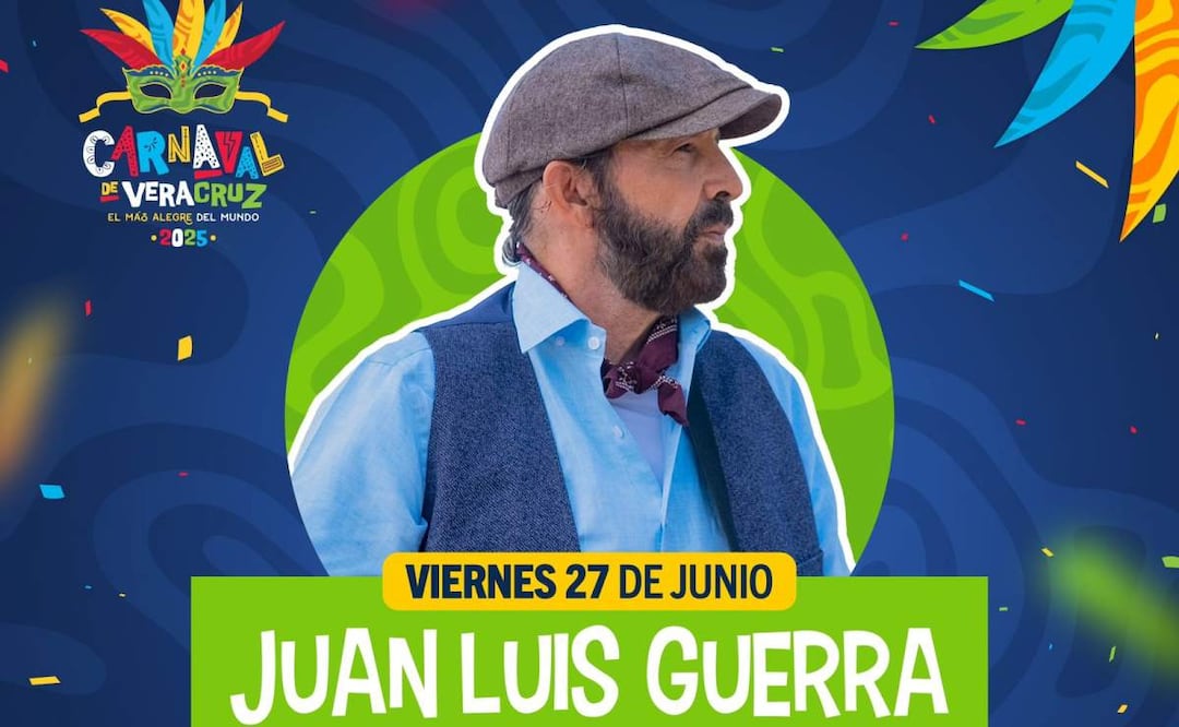El cantante Juan Luis Guerra se presentará el viernes 27 de junio en la Macroplaza del Malecón en Veracruz (03/06/2025). Foto: Especial