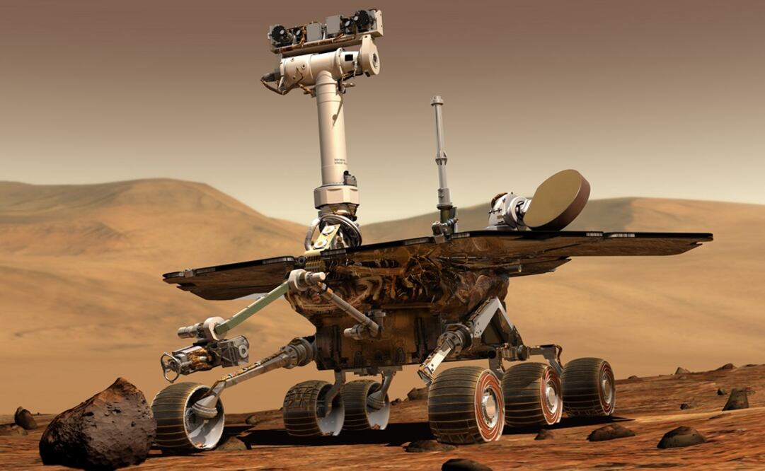 La NASA tiene tres satélites en la órbita de Marte y dos robots en el terreno. El más antiguo, Opportunity, recorrió más de 45 km desde 2004. Foto: AP/NASA