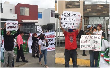 Manifestaciones a favor y en contra de AMLO afuera de cuartel de la Guardia Nacional en Jalisco