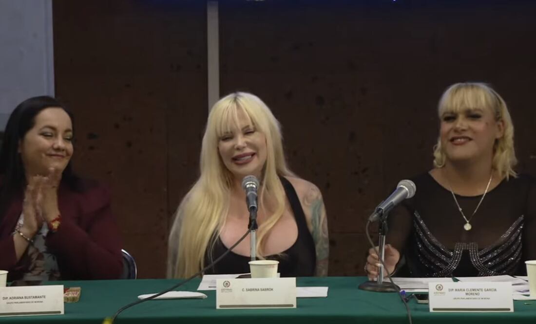 Sabrina Sabrok habló en San Lázaro de las consecuencias en la salud por el uso de sustancias modelantes. Foto: Especial