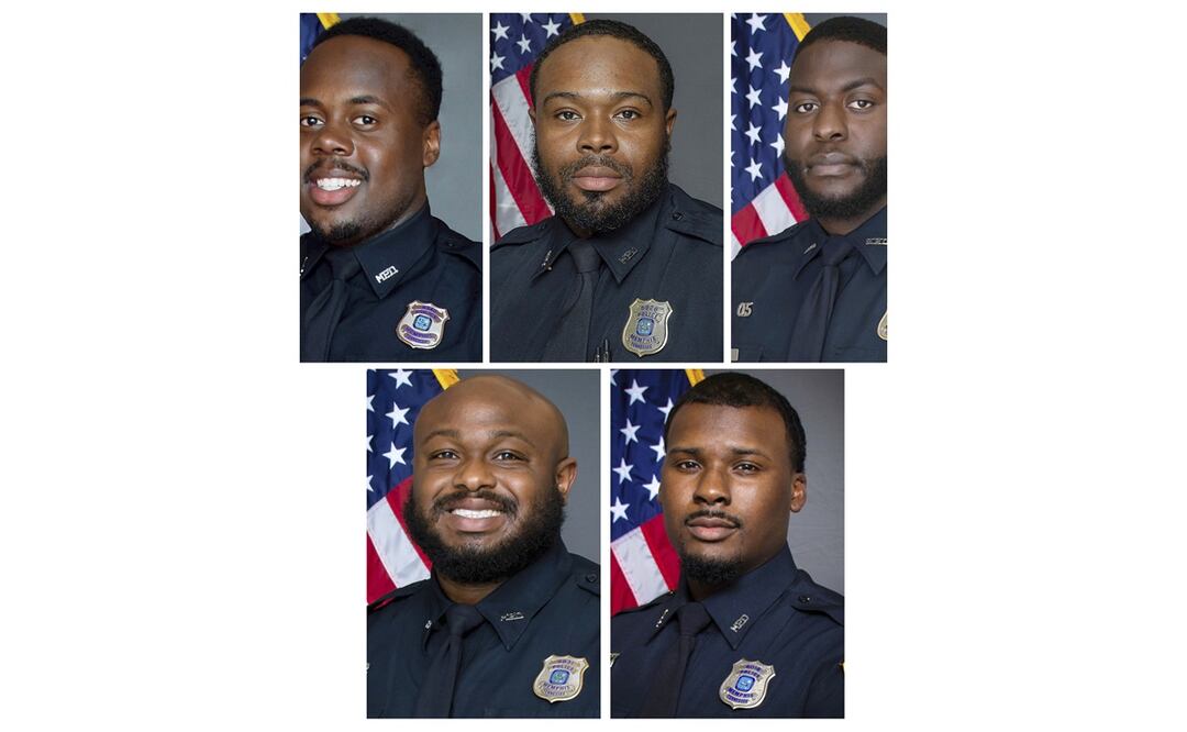 Los cinco exoficiales de policía de Memphis fueron acusados de asesinato en segundo grado y otros delitos por el arresto y la muerte de Tire Nichols. Foto: AP