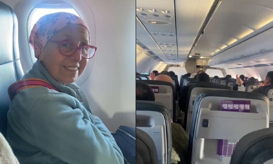 En el vuelo, la hija de una mujer sobreviviente del cáncer le pidió al piloto que le diera un mensaje a su mamá. FOTO: Captura de pantalla TikTok: Melanie Gutierrez Mejías