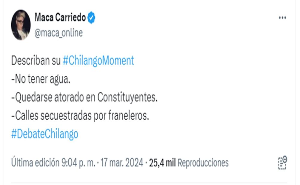 Usuarios de la plataforma X, usan el "Chilango Moment" para hacer denuncias sobre anomalías en la CDMX. Foto: Captura de pantalla, X