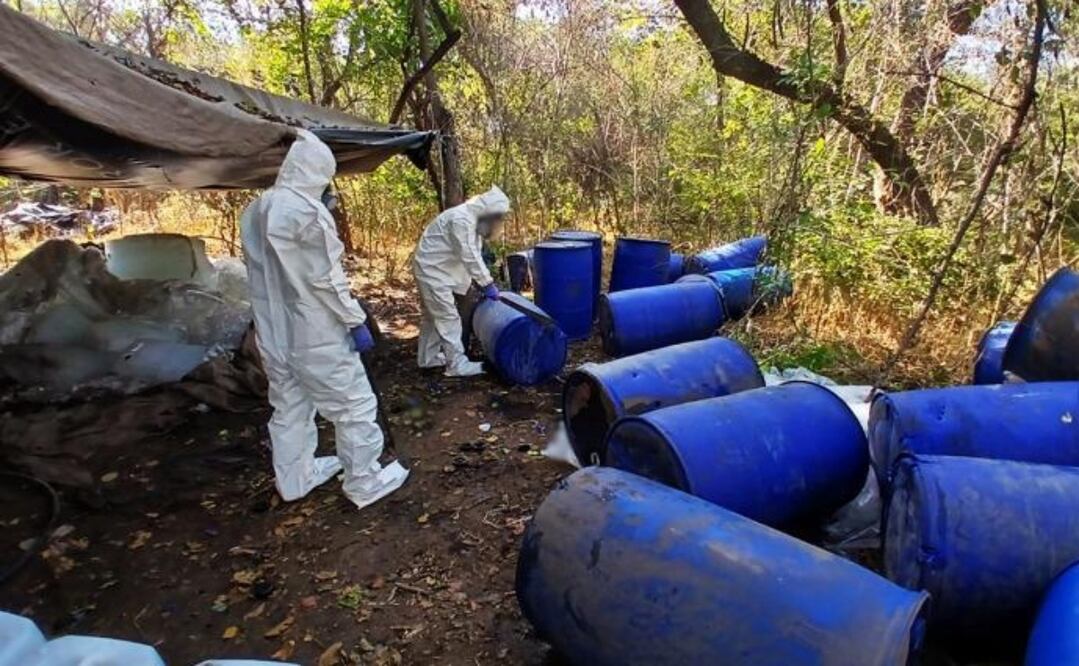 Aseguramiento de narcolaboratorio en Culiacán. Foto: especial