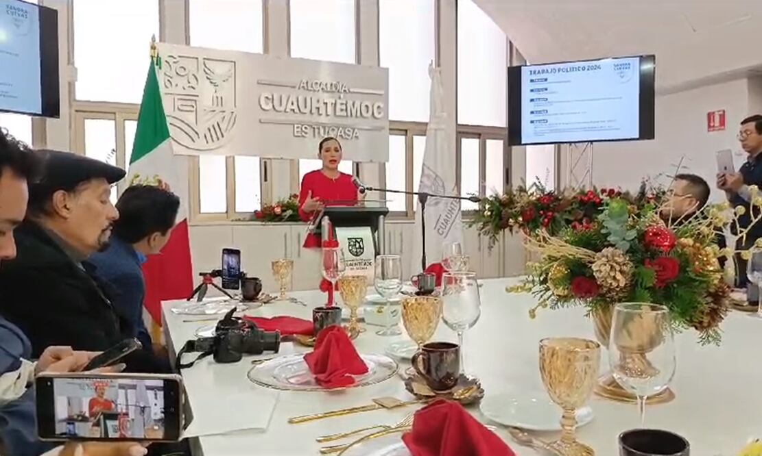 Sandra Cuevas en conferencia de prensa. FOTO: Laura Arana/ EL UNIVERSAL/