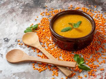 Cocina crema picante de lentejas