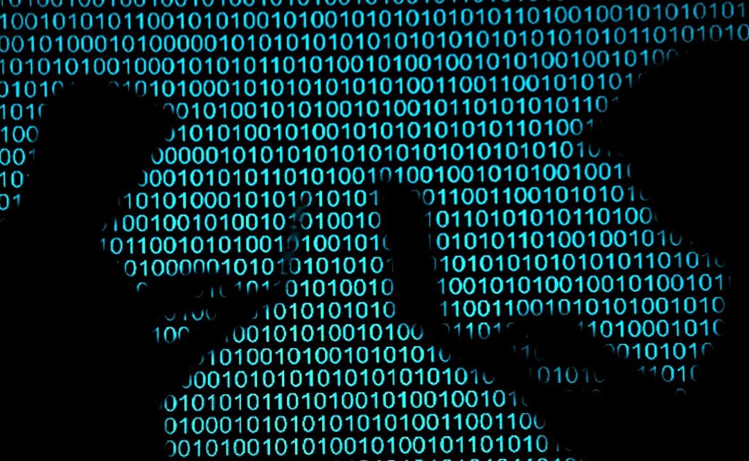 Silhouettes of laptop users are seen next to a screen projection of binary code – Photo: File photo/EL UNIVERSAL