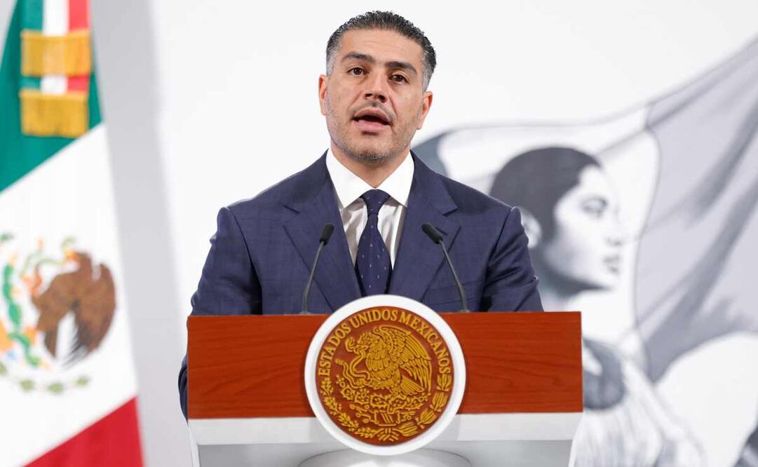 Omar García Harfuch, titulas de la SSPC, durante la mañanera de la presidenta Claudia Sheinbaum, este 22 de julio del 2025. Foto: Diego Simón / EL UNIVERSAL.