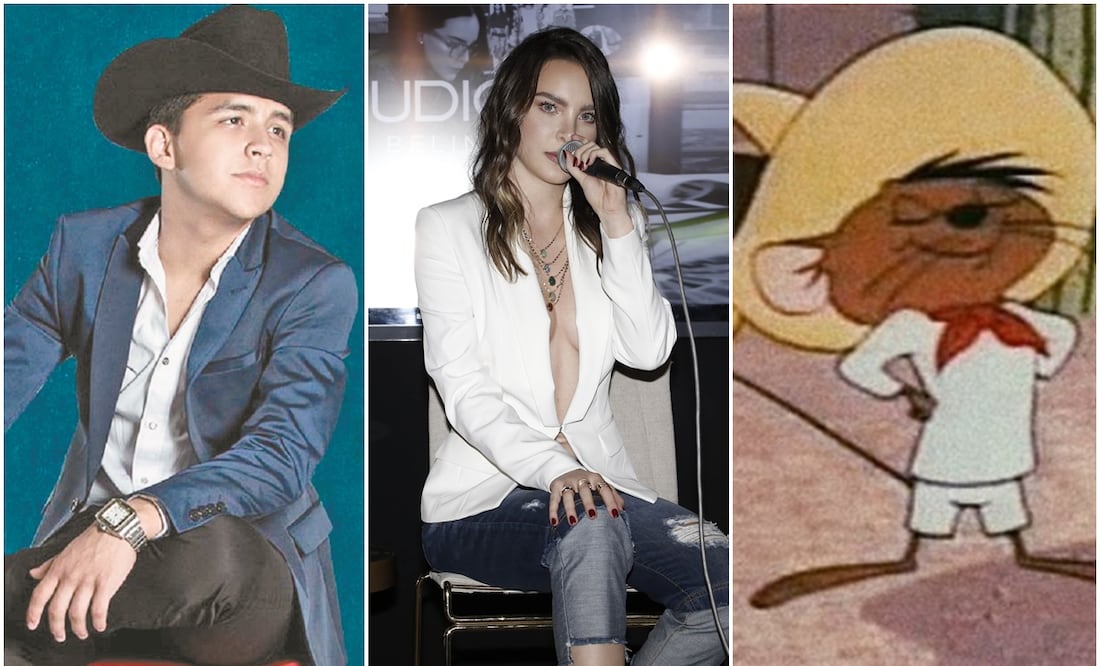 Christian Nodal, Belinda y Speedy González. Fotos: Archivo y captura